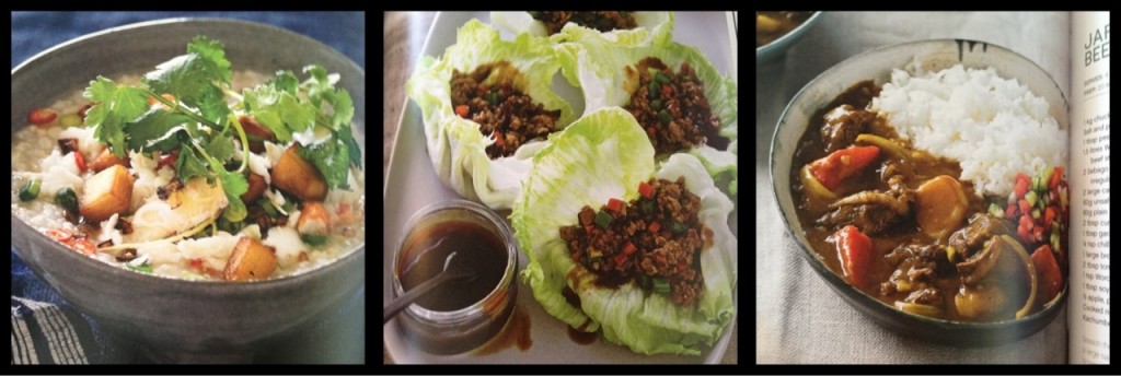 Brown rice congee; San choi bao; Japanese curry